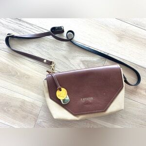 R. RIVETER American Handmade Leather Brown and Tan Canvas Women's Crossbody